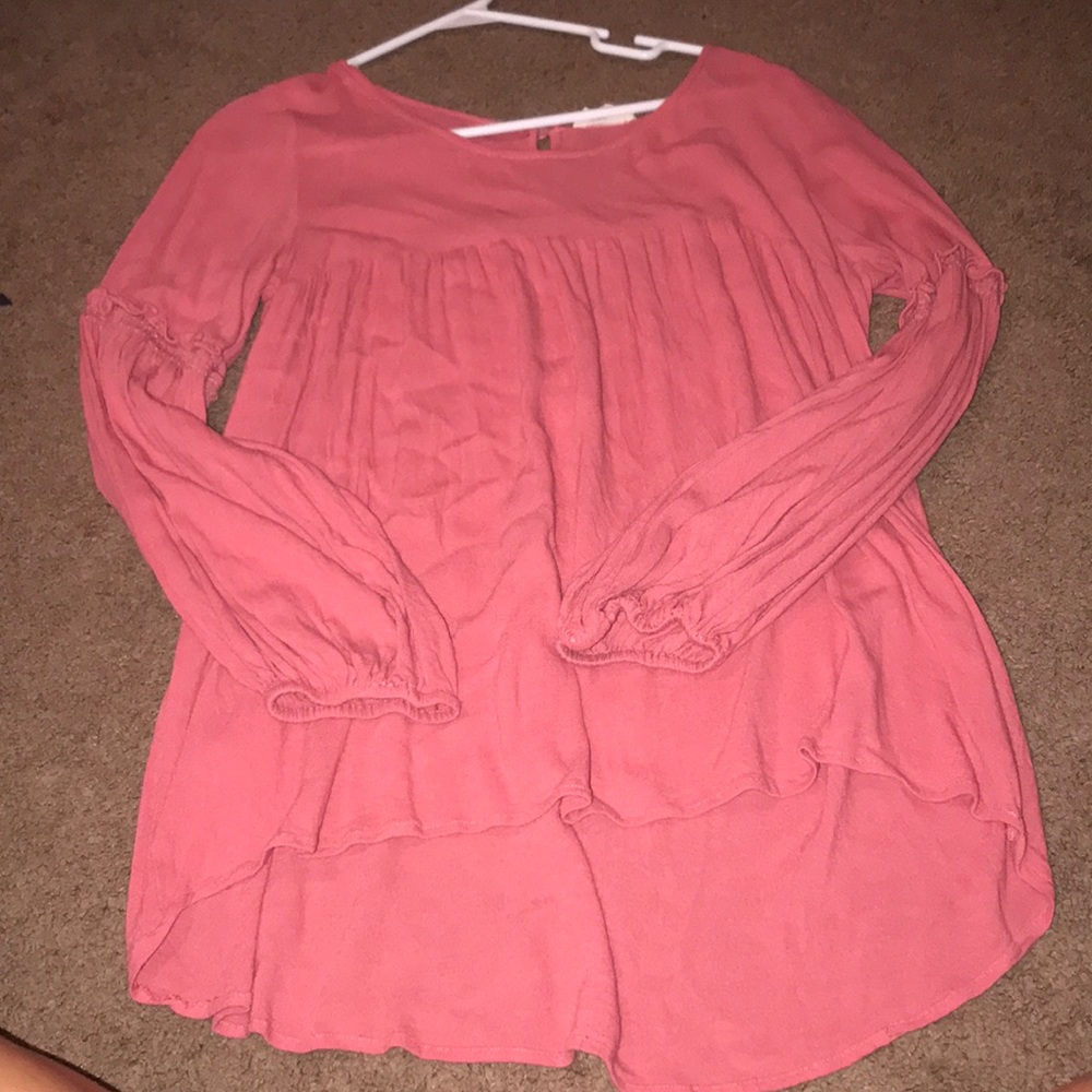 pink bubble sleeve top